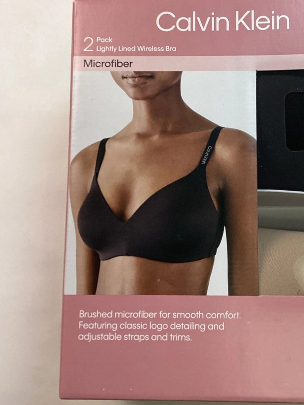 Calvin Klein 2-Pack Lightly Lined Wireless Bra Brushed Microfiber, Blk/Cedar, XL